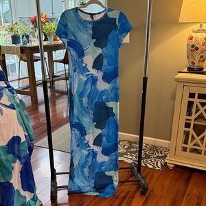 Boohoo Oceanic Blue Patterned Dress